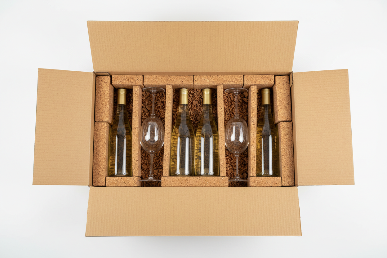 Carton protégé avec carrés de liège 25cm