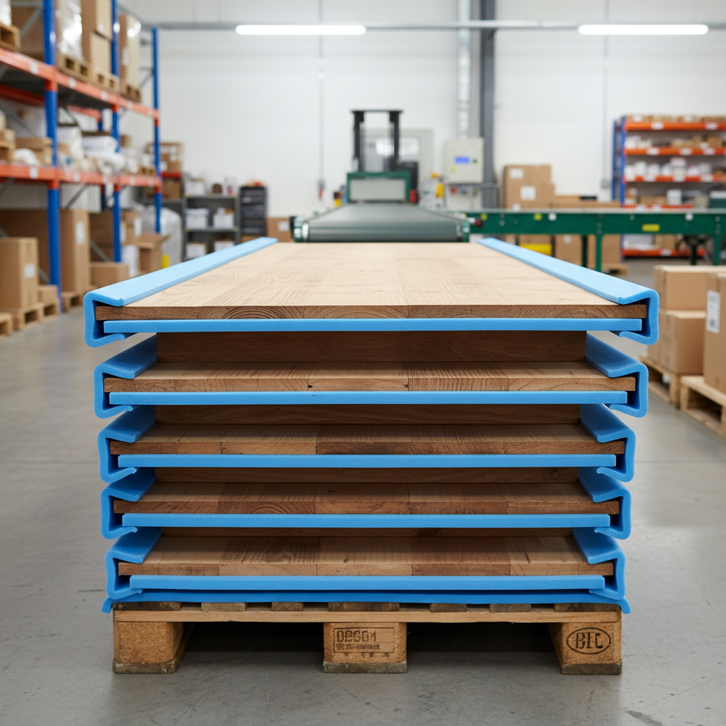 Nomapack U bleu sur panneaux bois empilés