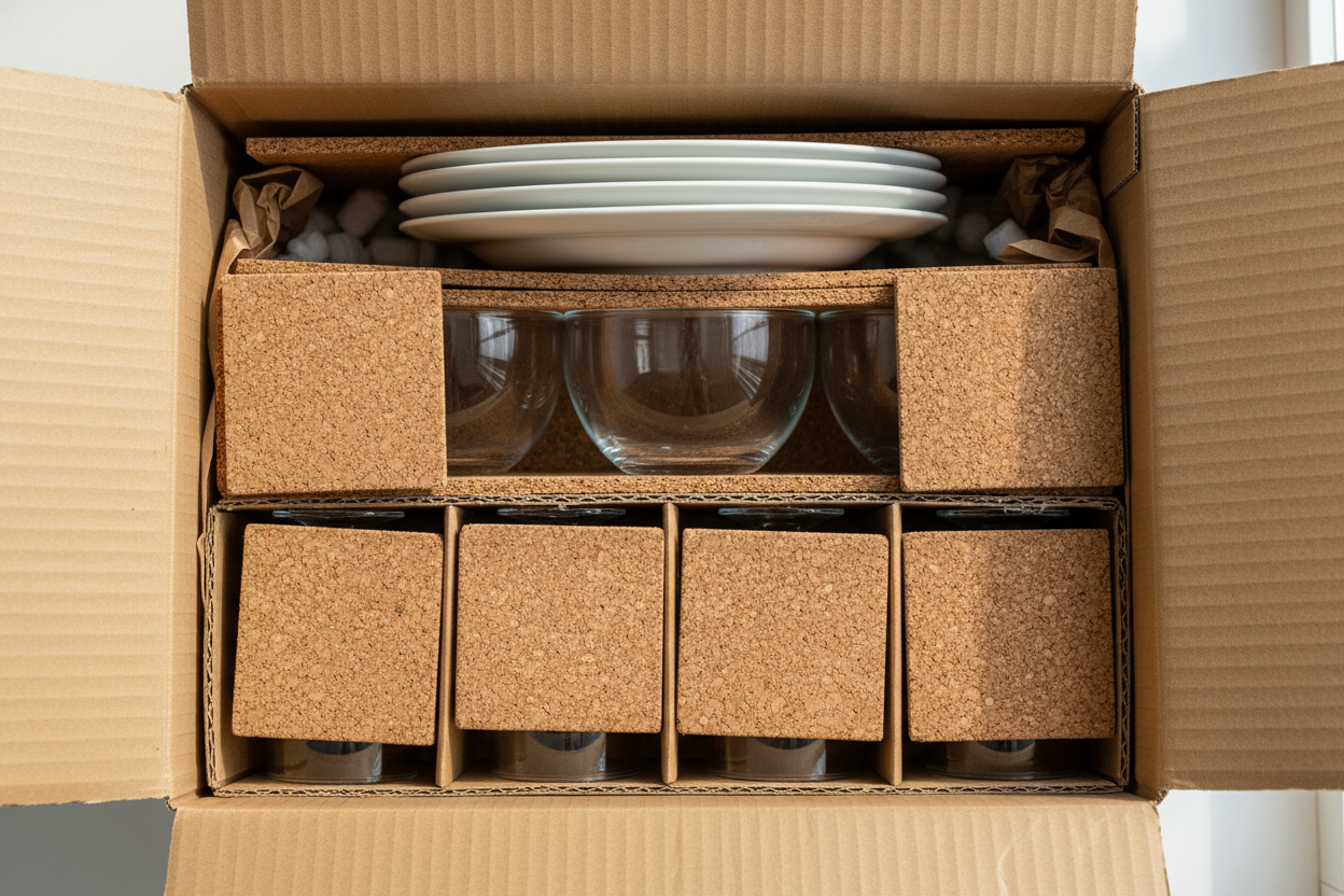 Plaques liège carrées 25cm séparation carton