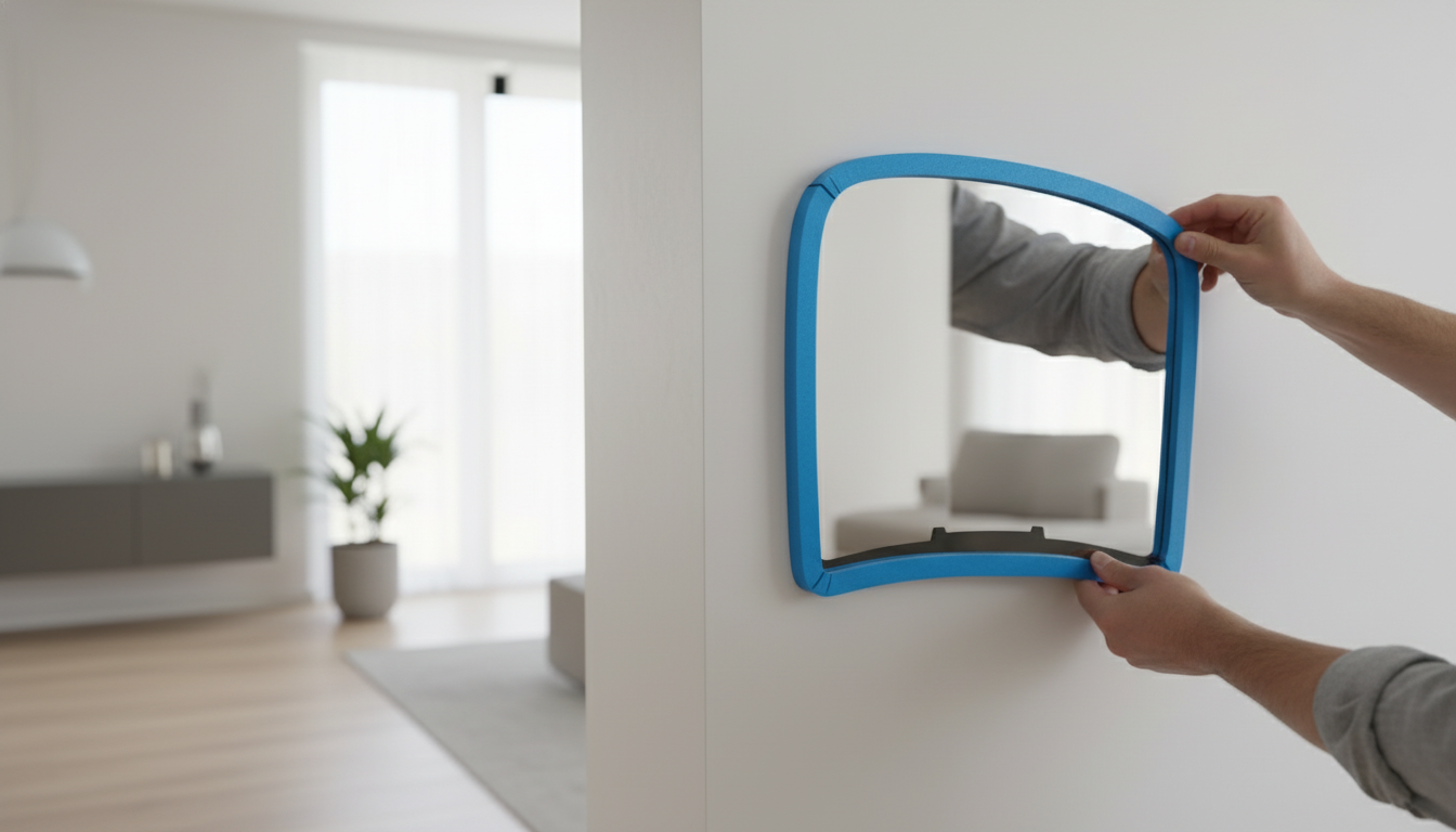 Profil bleu protégeant miroir moderne